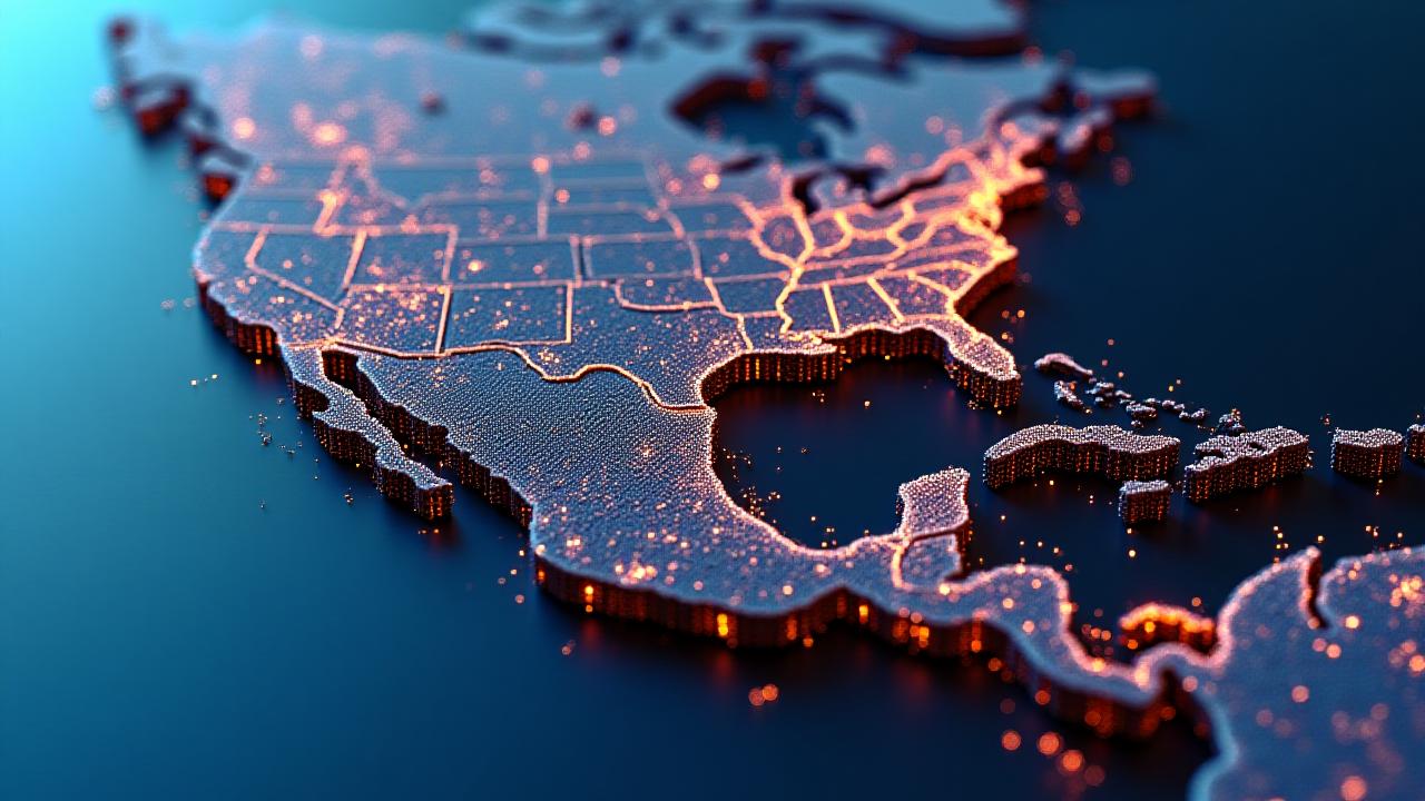 Strategic logistics map showing freight routes between Mexico industrial hubs and the United States through El Paso