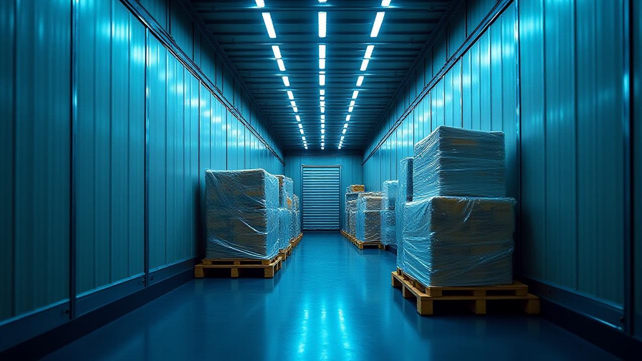 Consolidated palletized freight inside a professional cargo trailer