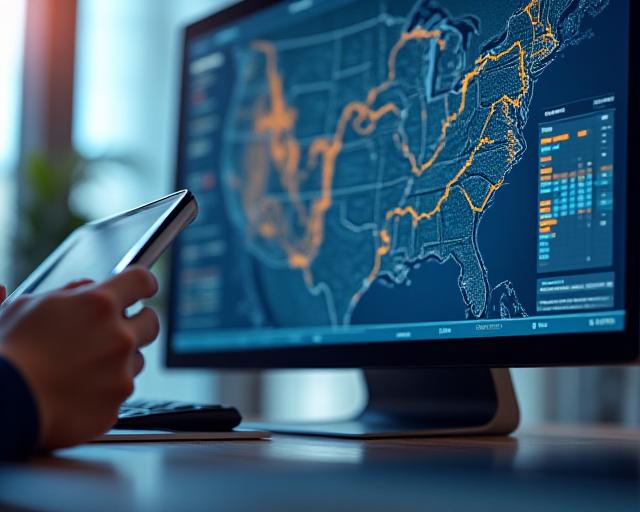 Logistics expert analyzing freight data